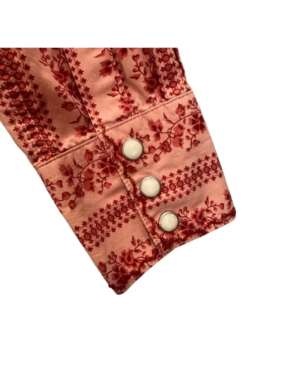 Vintage Lucky Brand Dungarees Pearl Snap Western Blouse Wallpaper Print - Small - Picture 10 of 11